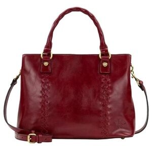 Patricia Nash Dorothy Satchel/Crossbody Leather Maroon Like New Condition